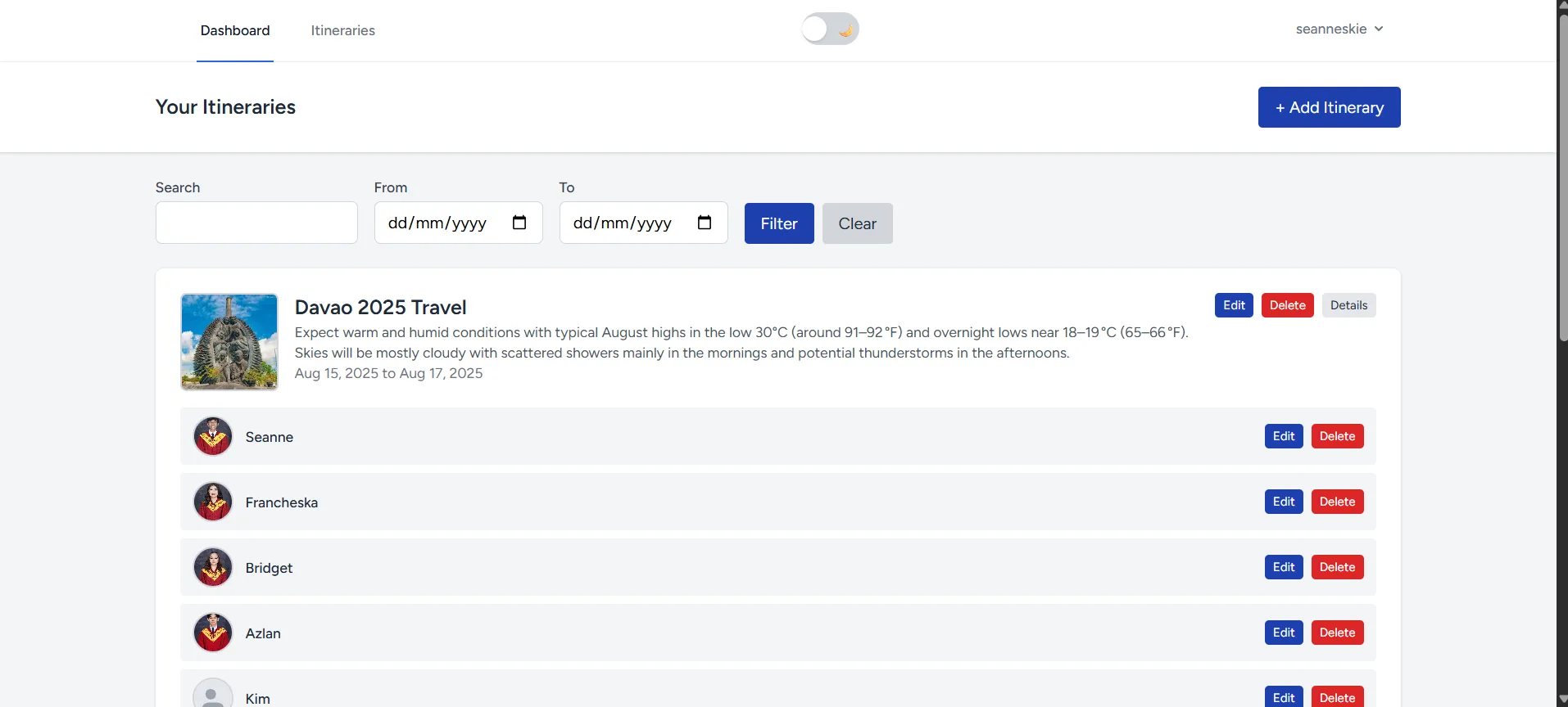 Itinerary Planner screenshot (2/4)