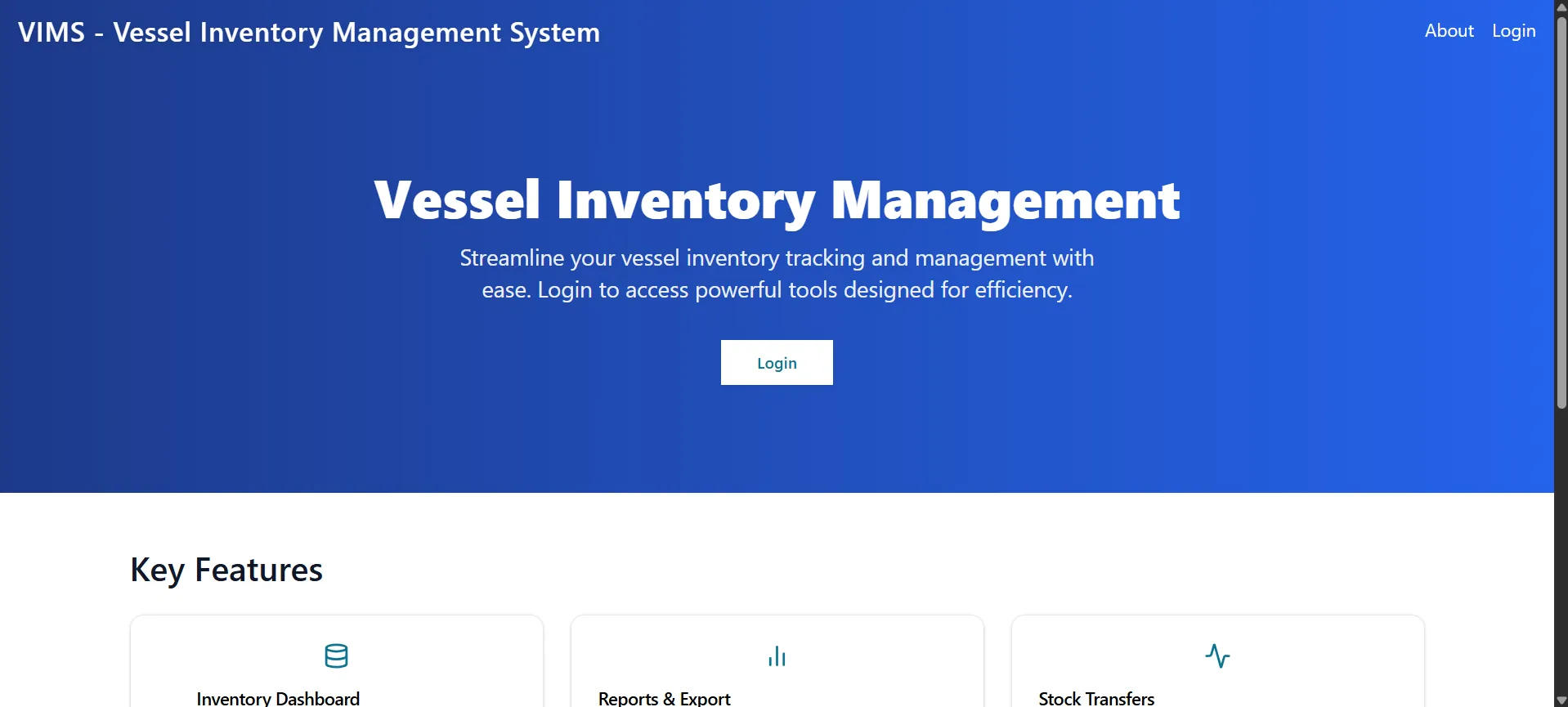 Vessel Inventory Management System screenshot (1/6)